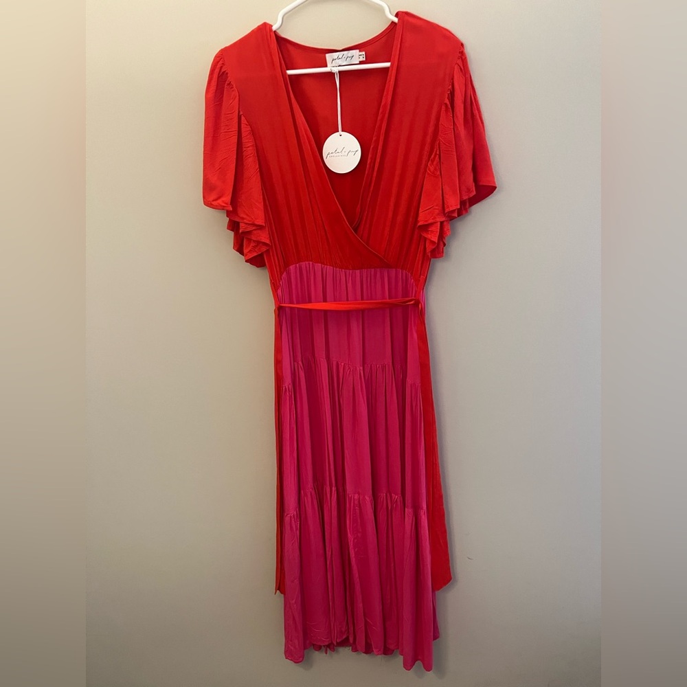 Petal & Pup Red and Pink Midi Dress